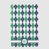 緑のアーガイル柄のなゴルフタオル ゴルフタオル (正面)