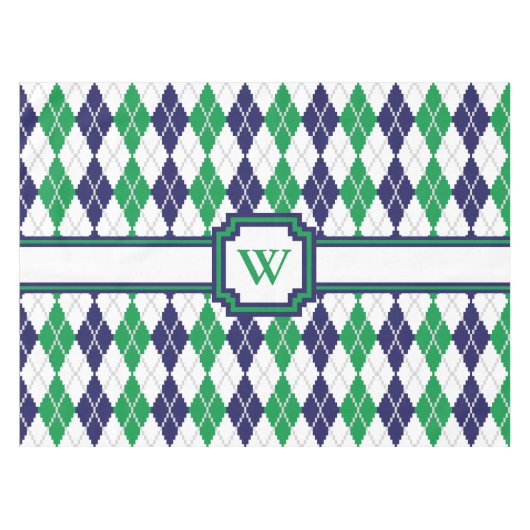 緑のアーガイル柄のなテーブルクロス テーブルクロス (正面(横))