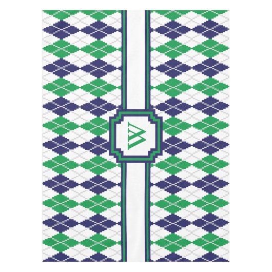 緑のアーガイル柄のなテーブルクロス テーブルクロス (正面)