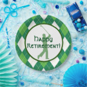 緑のアーガイル柄のなパターンおよびゴルフパーティー ペーパープレート (パーティー)