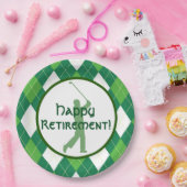 緑のアーガイル柄のなパターンおよびゴルフパーティー ペーパープレート (パーティー)