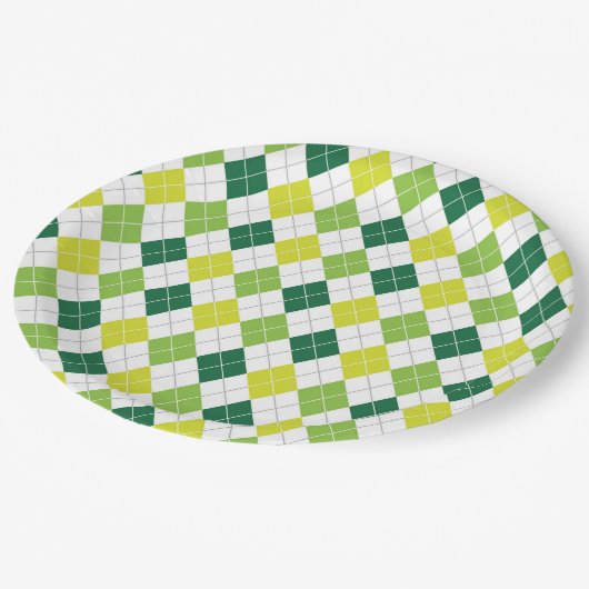 緑のアーガイル柄のなパターン ペーパープレート (アングル)