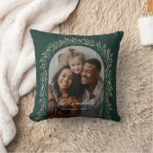 緑のアーチスクリプトモダンフォトクリスマス クッション (ブランケット)