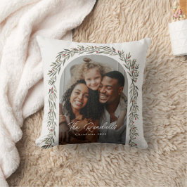 緑のアーチスクリプトモダンフォトクリスマス クッション