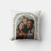 緑のアーチスクリプトモダンフォトクリスマス クッション (正面)