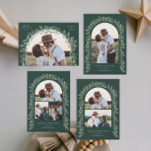 緑のアーチスクリプトモダンフォトクリスマス シーズンカード