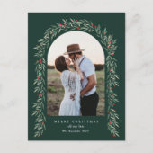 緑のアーチスクリプトモダンフォトクリスマス シーズンポストカード (正面)