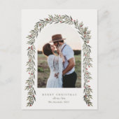 緑のアーチスクリプトモダンフォトクリスマス シーズンポストカード (正面)