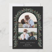 緑のアーチスクリプモダント2写真クリスマス シーズンカード (正面)