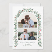 緑のアーチスクリプモダント2写真クリスマス シーズンカード (正面)