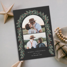 緑のアーチスクリプモダント2写真クリスマス シーズンカード