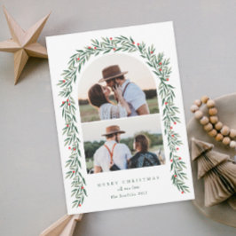 緑のアーチスクリプモダント2写真クリスマス シーズンカード