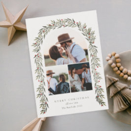 緑のアーチスクリプモダント3写真クリスマス シーズンカード