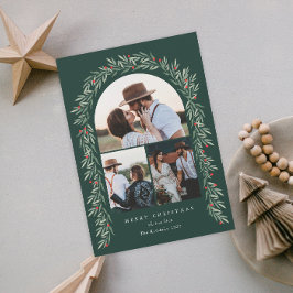 緑のアーチスクリプモダント3写真クリスマス シーズンカード