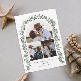緑のアーチスクリプモダント3写真クリスマス シーズンカード