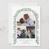 緑のアーチスクリプモダント3写真クリスマス シーズンカード (正面)
