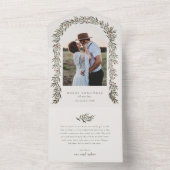 緑のアーチフォトエレガントクリスマスホリデー オールインワン招待状 (内側)