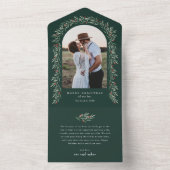 緑のアーチフォトエレガントクリスマスホリデー オールインワン招待状 (内側)