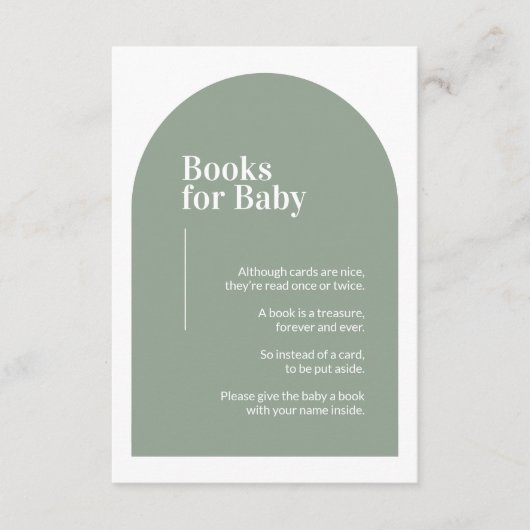 緑のアーチブックベビー赤ちゃんシャワー囲いCa エンクロージャーカード (正面)