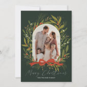 緑のアーチボウ2フォトクリスマス シーズンカード (正面)