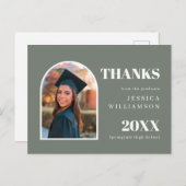 緑のアーチモダン写真の卒業ありがとう  ポストカード (正面/裏面)