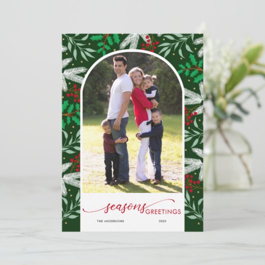 緑のアーチ型フォトグリーンシーズンのご挨拶 シーズンカード (スタンド正面)