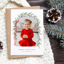 緑のアーチ&弓のスクリプエレガントト写真クリスマス