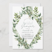 緑のアーティチョークウォーターカラーグリーンブライダルシャワー 招待状 (正面)