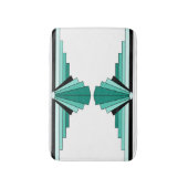 緑のアールデコパターン バスマット (正面縦)