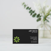 緑のアールデコフラワーシンボル – 黒 名刺 (スタンド正面)