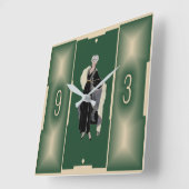 緑のアールデコ スクエア壁時計 (傾斜)