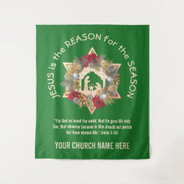 緑のイエスがクリスマスの理由です タペストリー