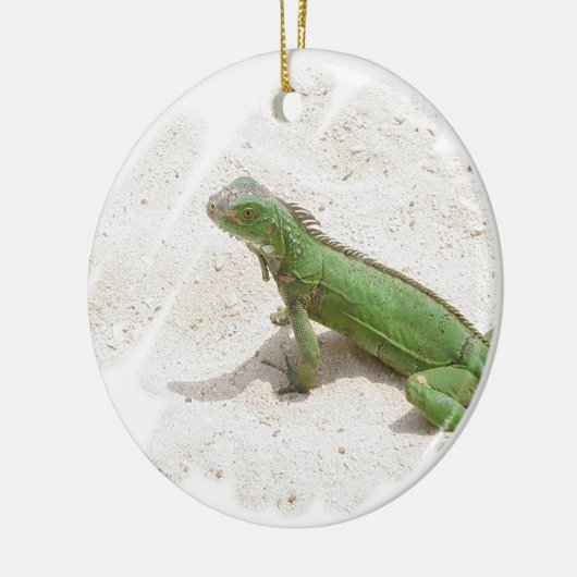 緑のイグアナのトカゲのオーナメント セラミックオーナメント (左)