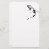 緑のイグアナのペンの勉強の文房具 便箋 (正面/裏面)