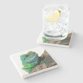 緑のイグアナ ストーンコースター (横)