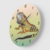 緑のイグアナ ラージ壁時計 (傾斜)