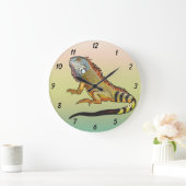 緑のイグアナ ラージ壁時計 (ホーム)
