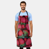 緑のイチゴ葉 エプロン (着用した状態)