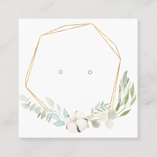 緑のイヤリングディスプレイカード付き小さな「黄金」 スクエア名刺 (正面)