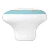 緑のイラストレーションのかわいく白い鶏 セラミックノブ (側面)