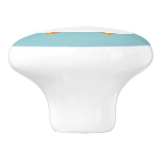 緑のイラストレーションのかわいく白い鶏 セラミックノブ (側面)