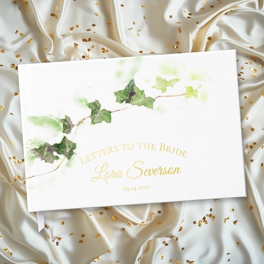 緑のイングリッシュアイビーのウォーターカラーレター ゲストブック