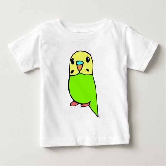 緑のインコのTシャツ ベビーTシャツ (正面)