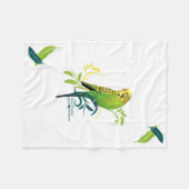 緑のインコ フリースブランケット (正面(横))