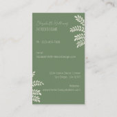 緑のインテリアデザイナー縦型名刺 名刺 (裏面)