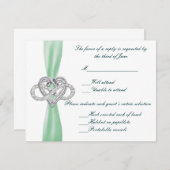 緑のインフィニティハート応答カード 出欠カード (正面/裏面)