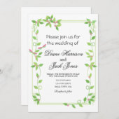 緑のイービーにピンクの花芽 招待状 (正面/裏面)