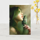 緑のウィスパーのグリーティングカードとノートカード カード (黄色い花)