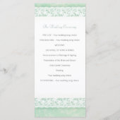 緑のウェディングプログラムラックカード上のホワイトレース プログラム (裏面)