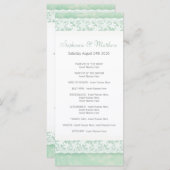 緑のウェディングプログラムラックカード上のホワイトレース プログラム (正面/裏面)